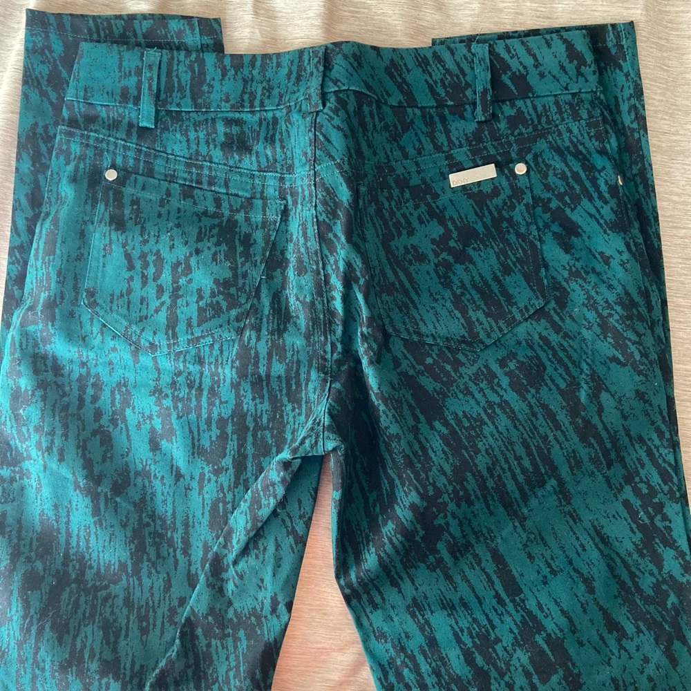 DKNY Teal and Black Abstract Print Trousers - Picture 5 of 7